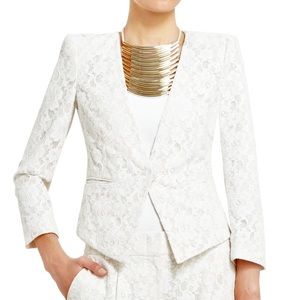 BCBGMAXAZRIA cream BOWIE LACE JACKET Blazer